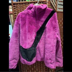 NWOT Sportswear Faux Fur Swoosh Jacket